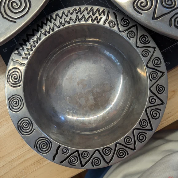 Silver Decorative Bowls with Tribal Patterns - Picture 5 of 7